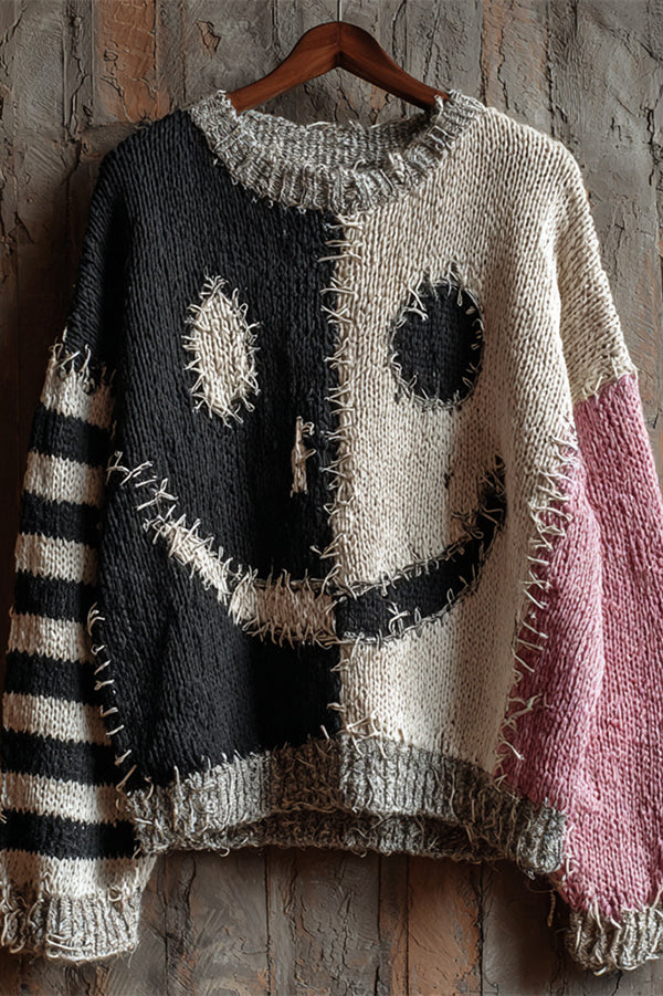 Halloween Print Loose Round Neck Long Sleeve Casual Sweatshirt