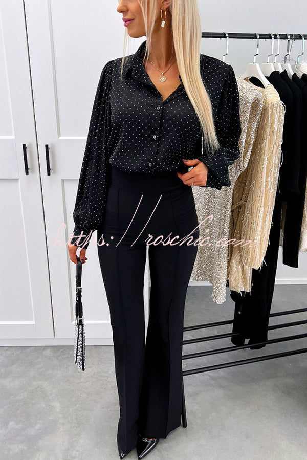 Fashionable Polka Dot Lantern Sleeve Loose Shirt