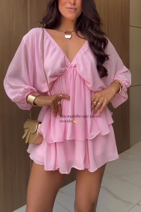 Verne Chiffon Batwing Sleeve Elastic High Waist Layered Hem Loose Mi –  roschic
