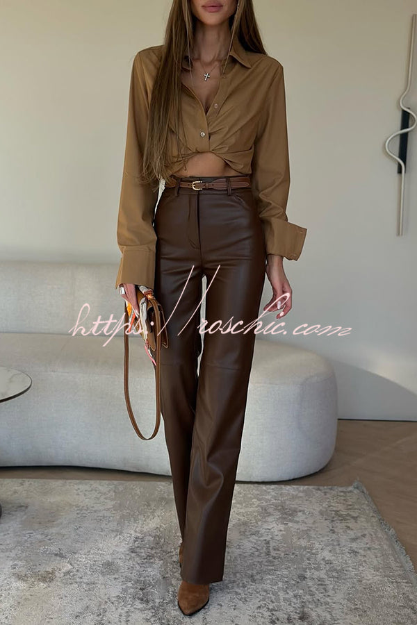 All for You Button Up Long Slit Sleeve Relaxed Blouse