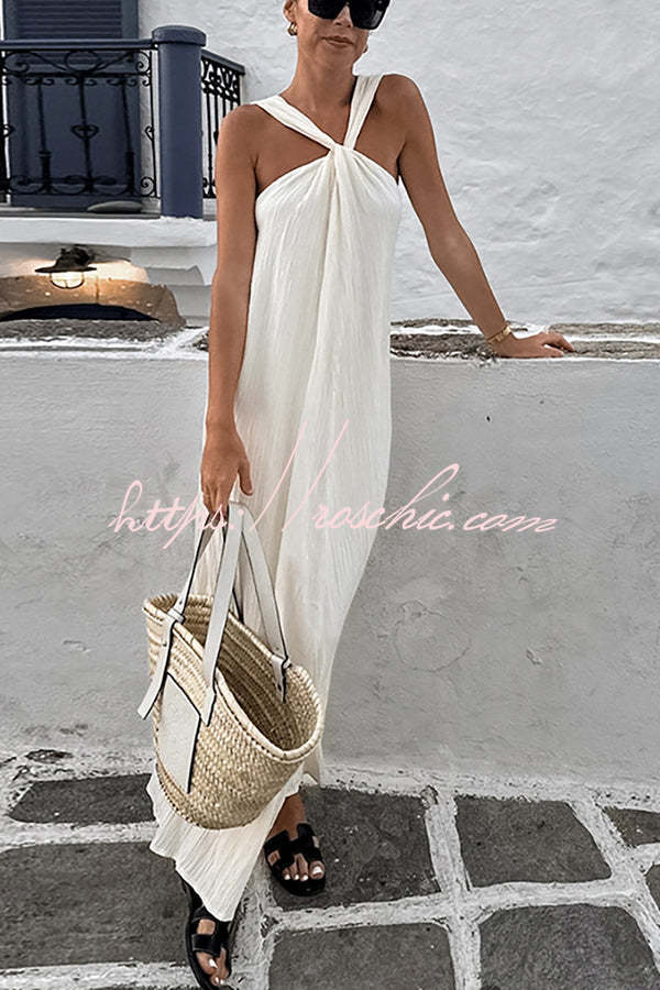 Sea angel Linen Blend Textured Fabric Halter Vacation Maxi Dress roschic Sea angel Linen Blend Textured Fabric Halter Vacation Maxi Dress roschic