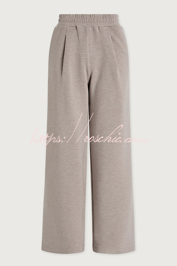 Berner High-Neck Long Sleeve Side Zipper Sweatshirt and Elastic Waist Pocketed Loose Pants Set