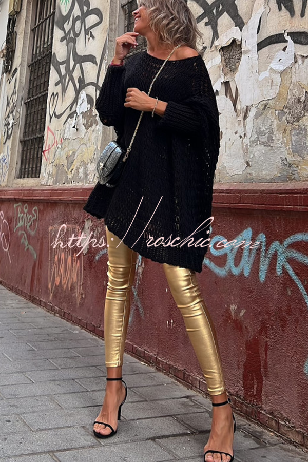 Disco Shimmer Waxed Leather Effect Pants