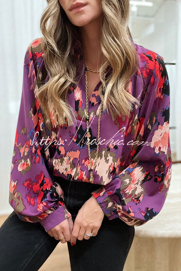 Jordynn Graffiti Printed Puff Sleeve Blouse