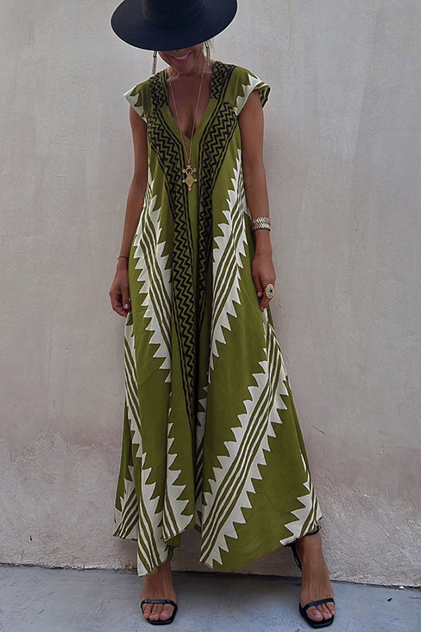 Beach Dates Ethnic Print A-line Maxi Dress