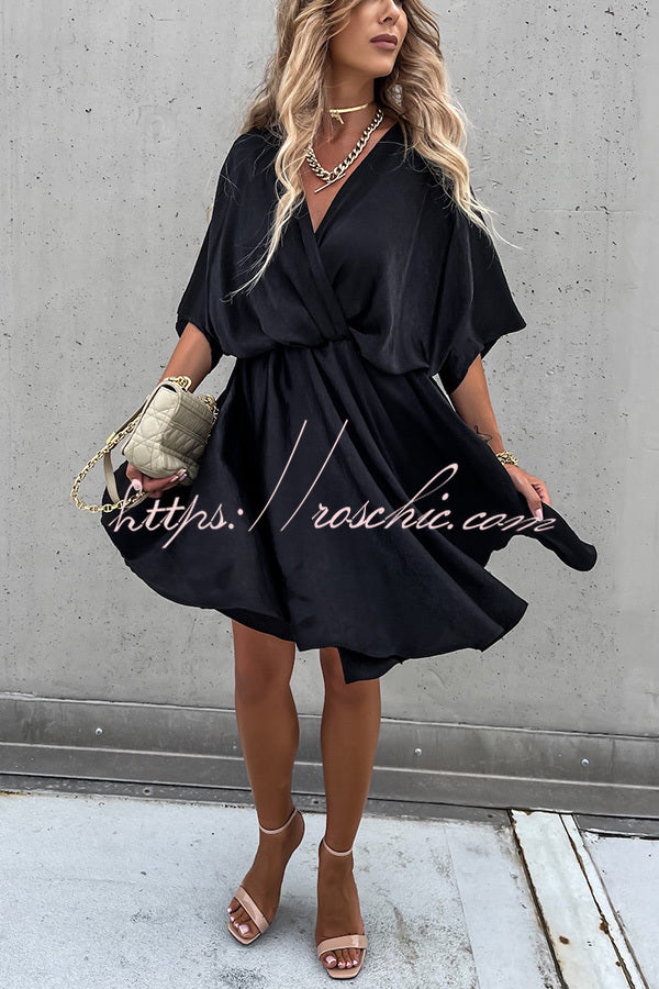 Tell You Something Batwing Sleeve Satin Dress