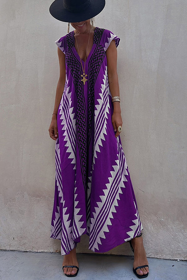 Beach Dates Ethnic Print A-line Maxi Dress