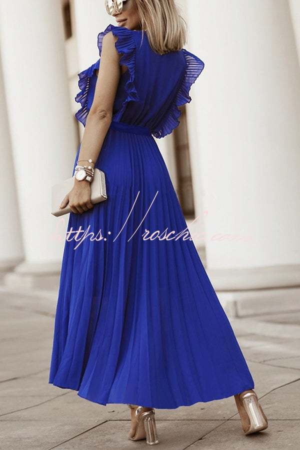 Lost Soul V Neck Pleated Maxi Dress