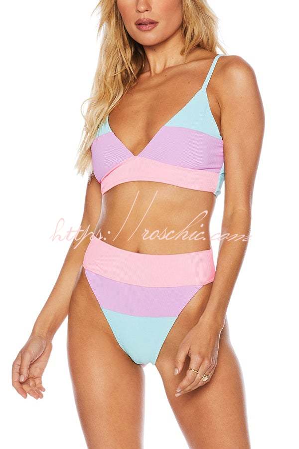 Cool In Colorblock Ribbed Bikini Swimsuit