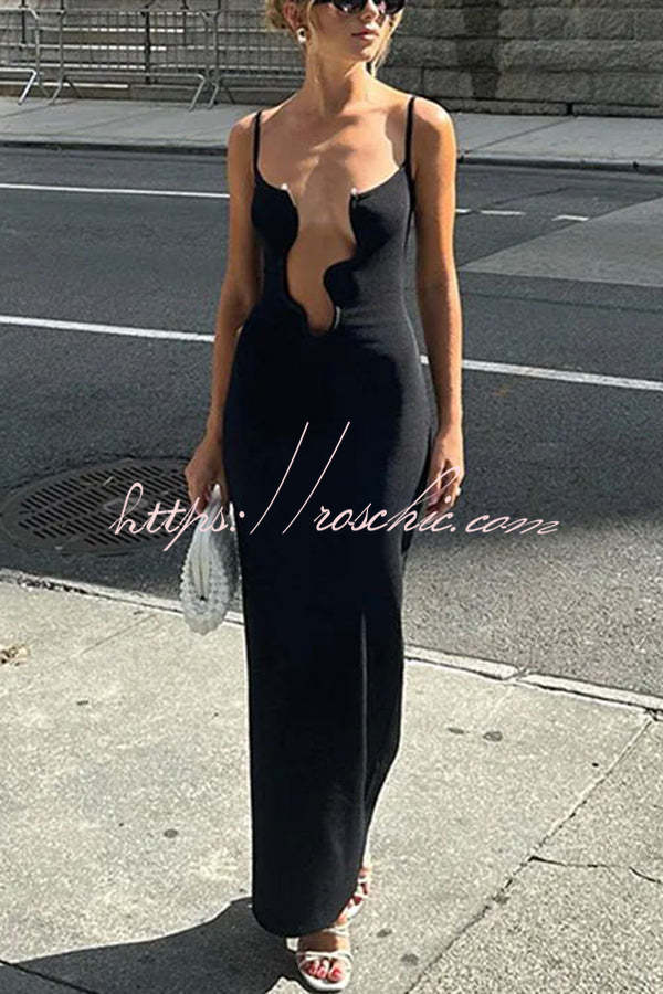 Modern Charm and Creativity Sexy Hollow Out Sling Maxi Dress