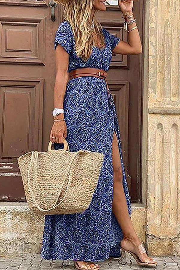 blue and white paisley maxi dress Rush Dress | Angelina Linen Maxi Dress