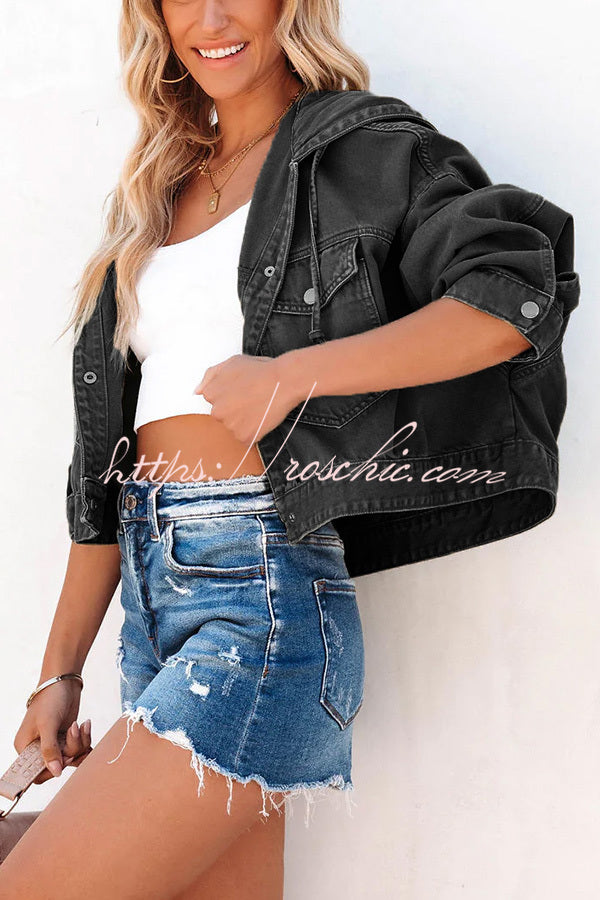 Let's Do This Cotton Blend Pocketed Hooded Jacket