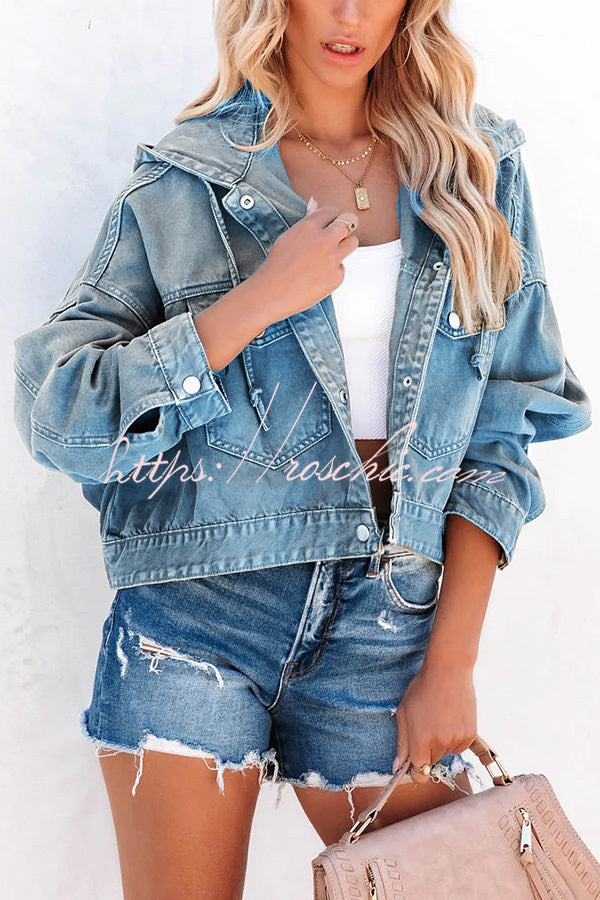 Let's Do This Cotton Blend Pocketed Hooded Jacket