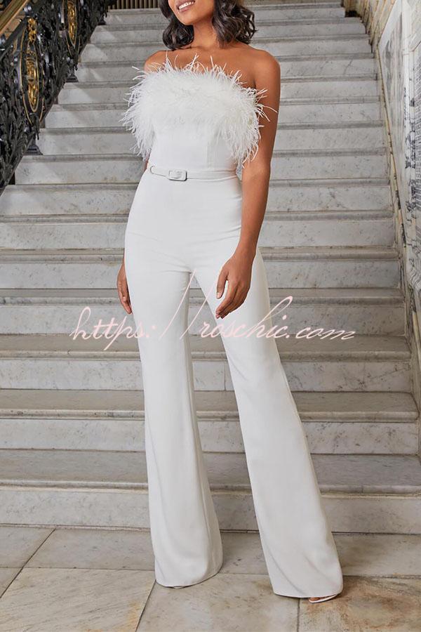 Feather Tube Top Jumpsuit