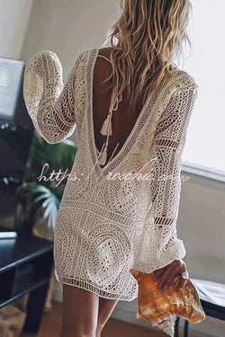 Malibu Dreaming Embroidered Lace Cover Up Dress