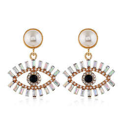 Devil's Eye Pearl Alloy Earrings