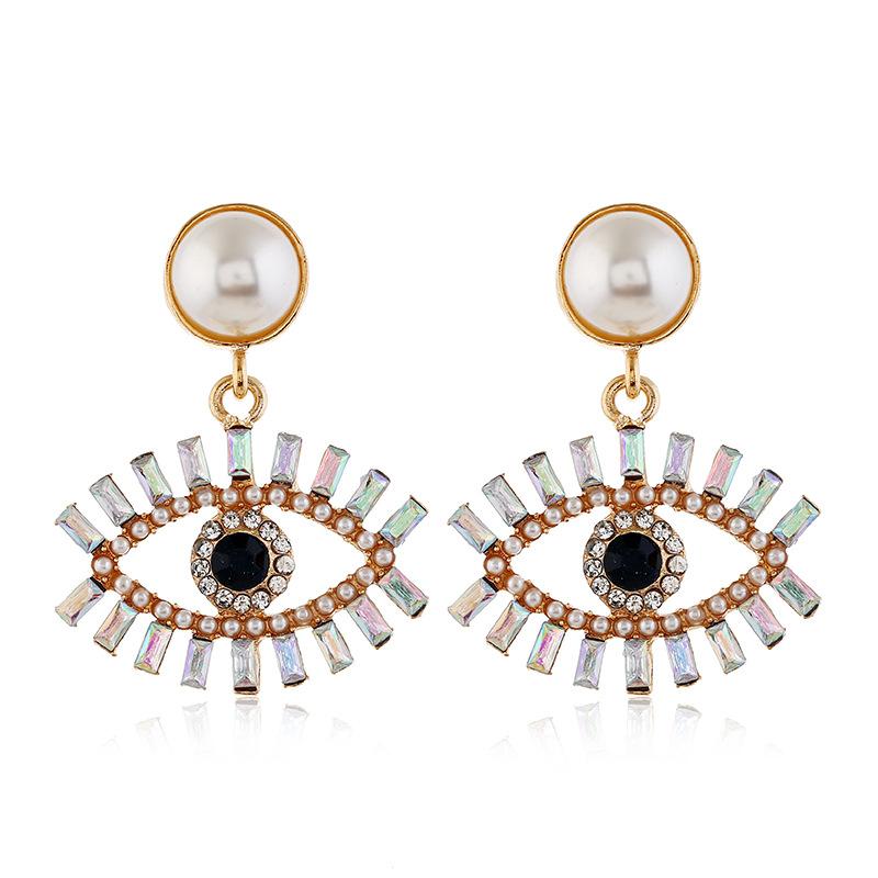 Devil's Eye Pearl Alloy Earrings