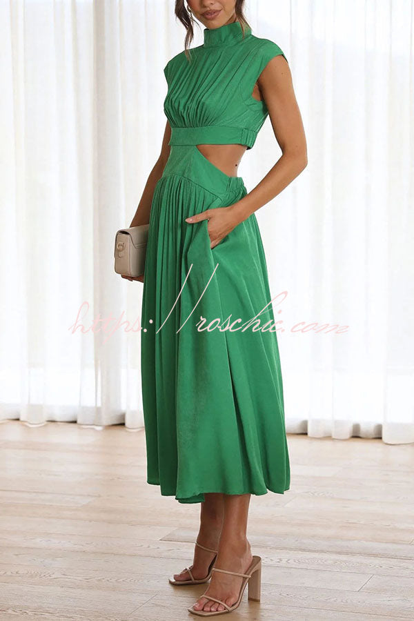 Light of My Life Cutout Waist Pocketed Vacation Midi Dress