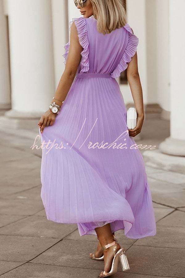 Lost Soul V Neck Pleated Maxi Dress