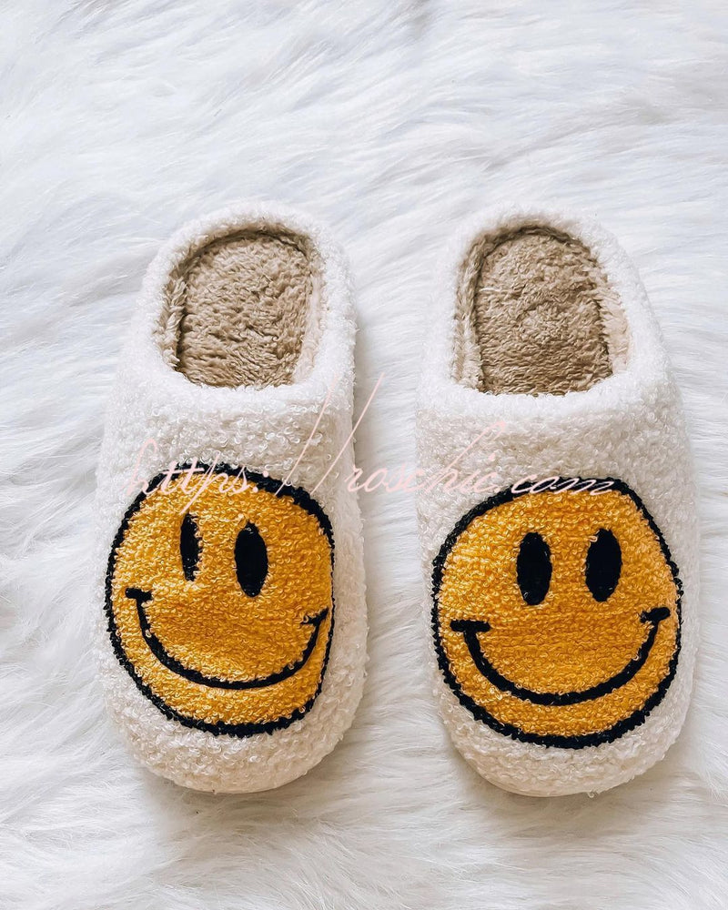 Smiley plush slippers