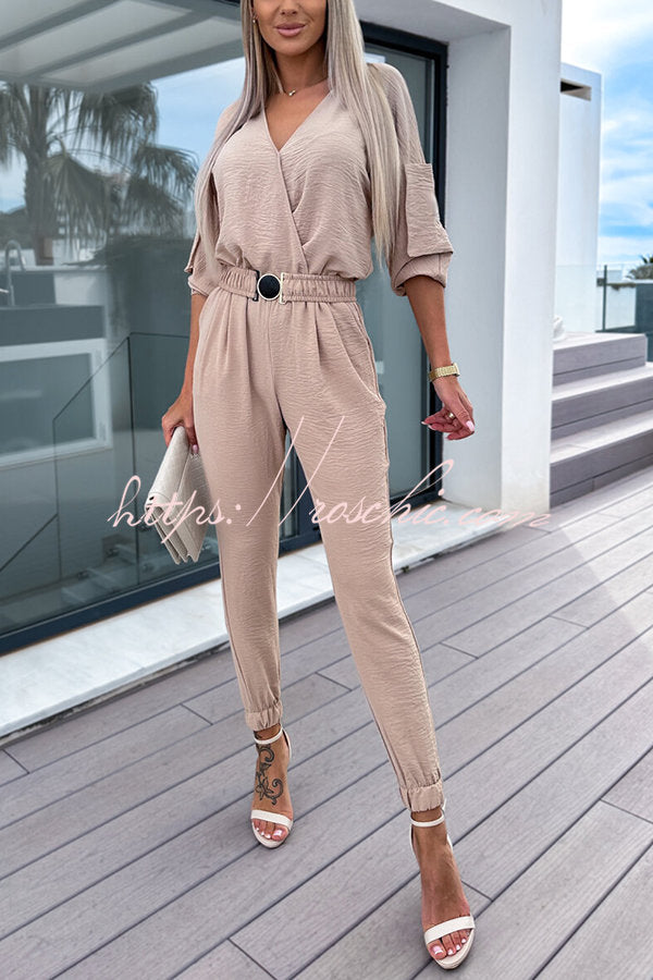 What You Waiting for Elastic Belted Pocketed Jumpsuit