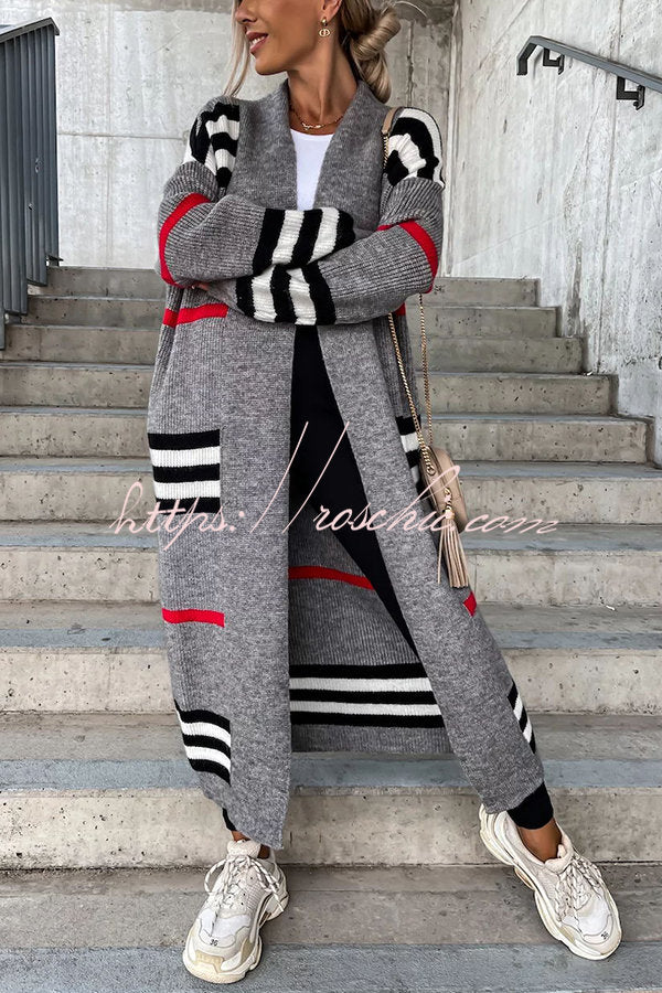 Miracles of Cozy Striped Midi Cardigan