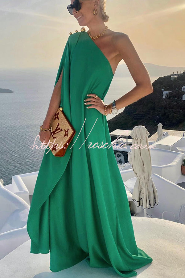 Alyse One Shoulder A-line Elegant Maxi Dress