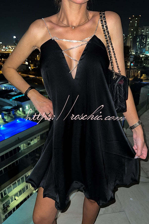 Stunning Shiny Chain Party Mini Dress