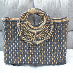 Vintage Square Handwoven Beach Straw Bag