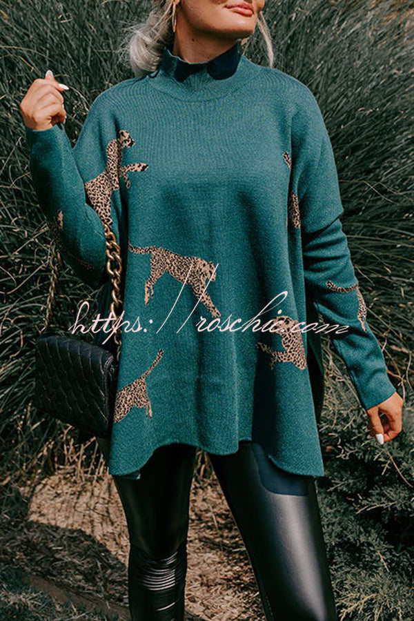 Cozy and Kind Leopard Slit Relaxed Sweatshirt