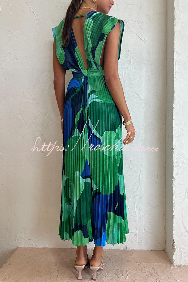 Lifetime of Love Capri Print Umbrella Pleated Maxi Dress