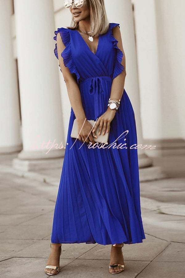 Lost Soul V Neck Pleated Maxi Dress