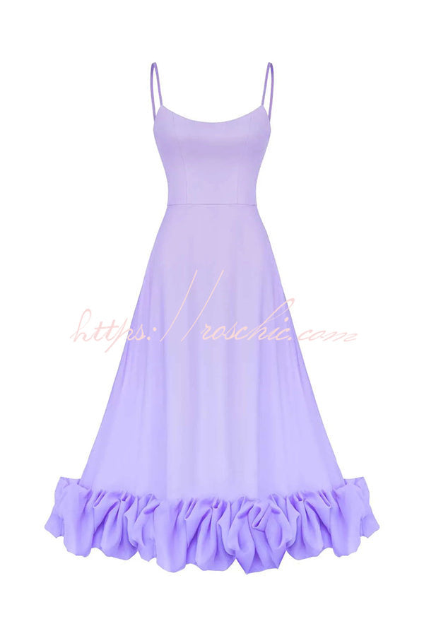 flounce bustier midi dress Midnight Girl Flounce Bustier Banquet Party Midi Dress Blue / S