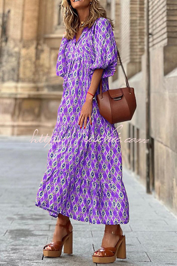 Sending Good Luck Printed Relaxed Midi Dress