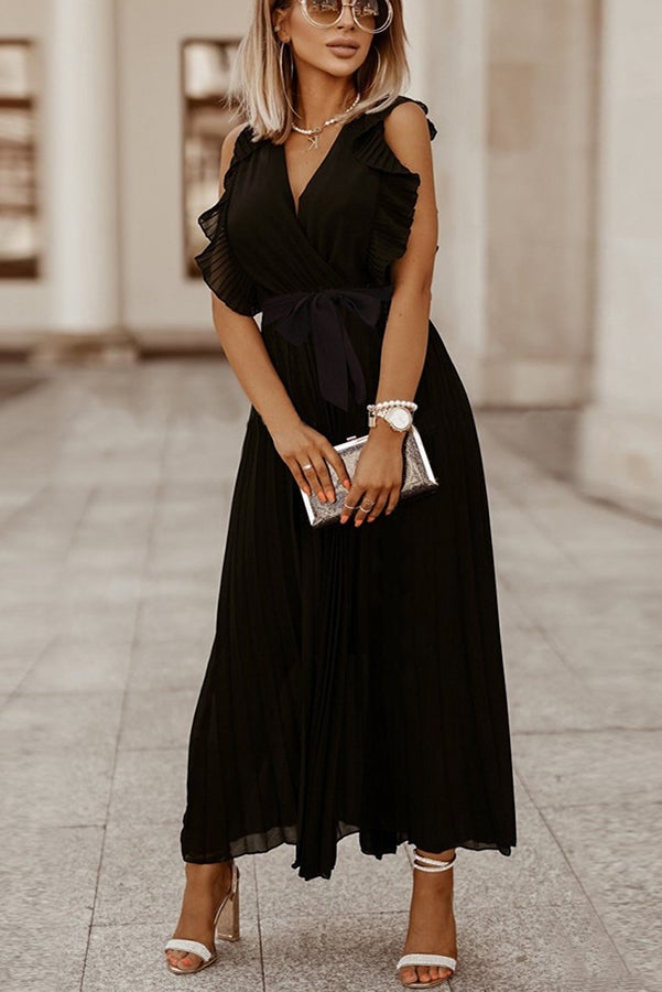 Lost Soul V Neck Pleated Maxi Dress