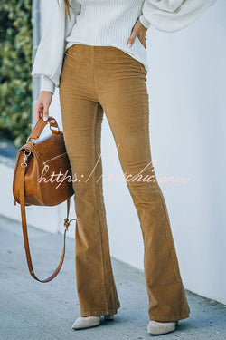 Gwen Elastic Waist Bell Bottom Corduroy Pants