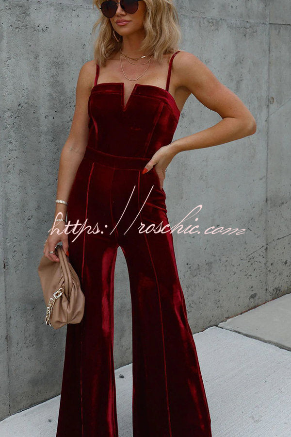Party Perfection Velvet Wide Leg Jumpsuit