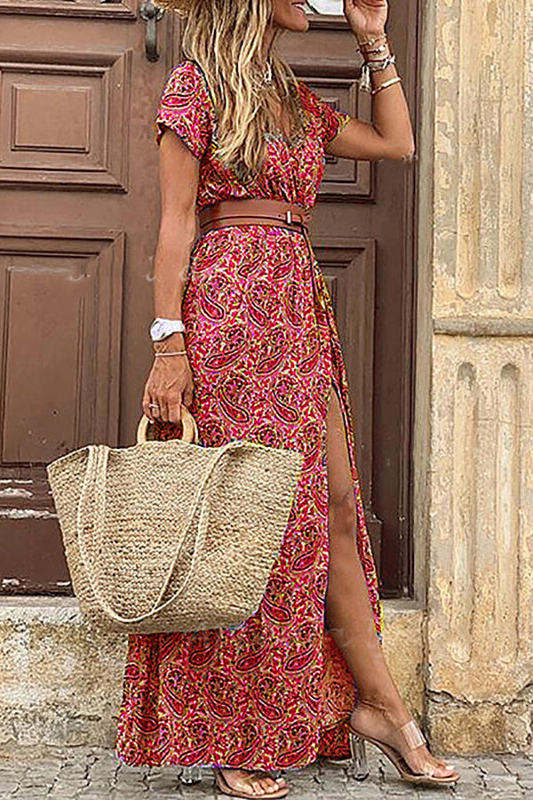 Forgotten Story Paisley Maxi Dress��belt Included��