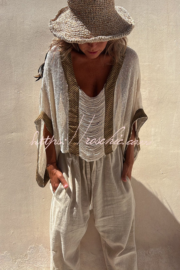 Vacay Needed Knit Hollow Out Patchwork Loose Top
