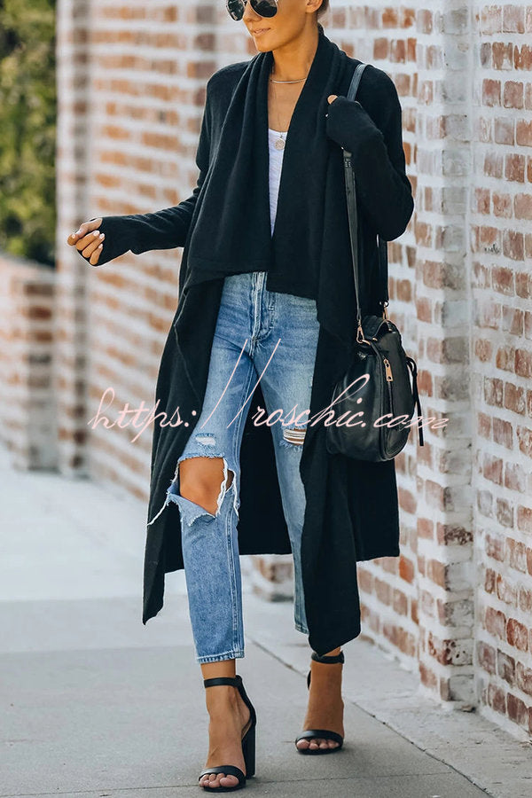 Fireside Pocketed Oversized Drape Neckline Knit Cardigan