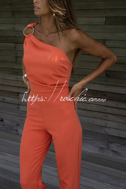 Sunset Boulevard One Shoulder Cocktail Jumpsuit