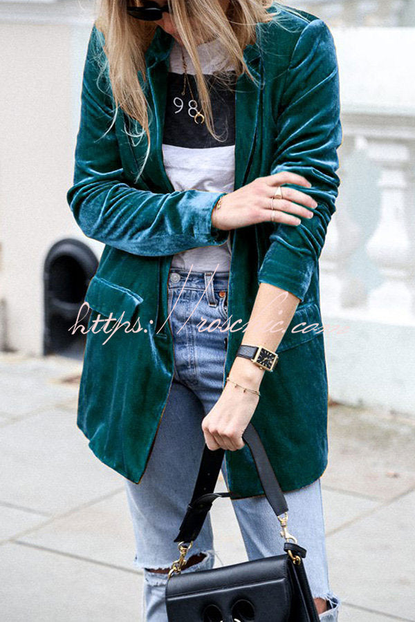 Eye Catching Street Style Velvet Blazer