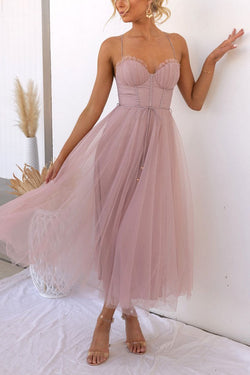 Modern-day Princess Chiffon Suspenders Party Maxi Dress