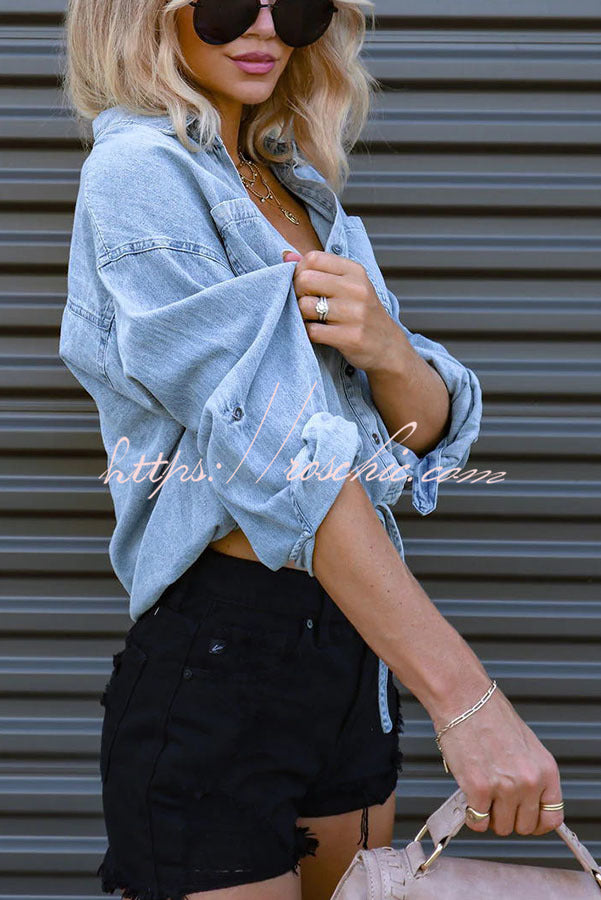 Blues for You Chambray Adjustable Waist Top