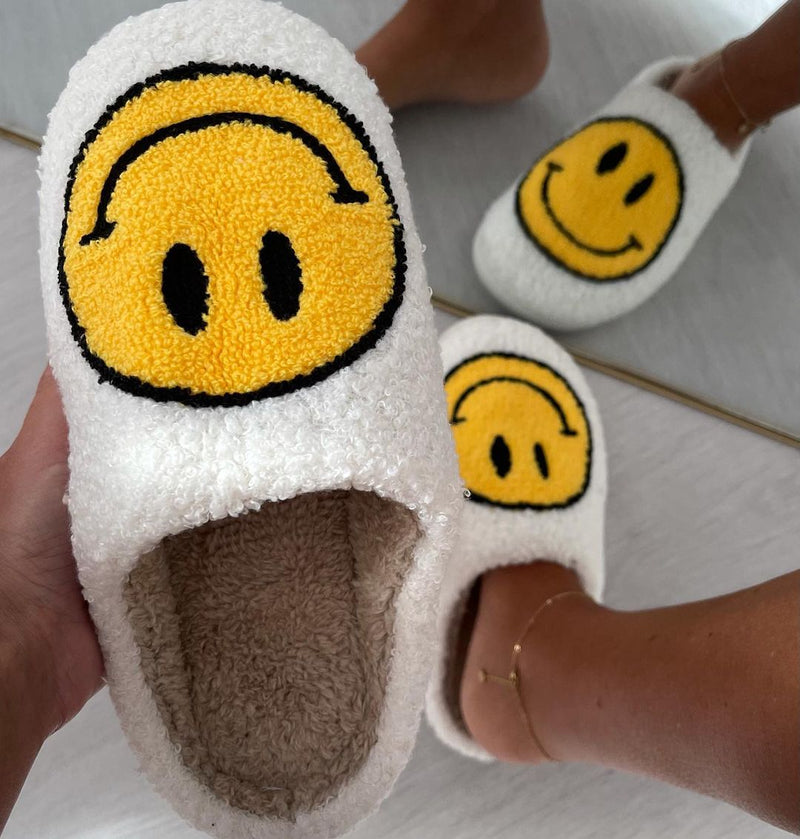 Smiley plush slippers