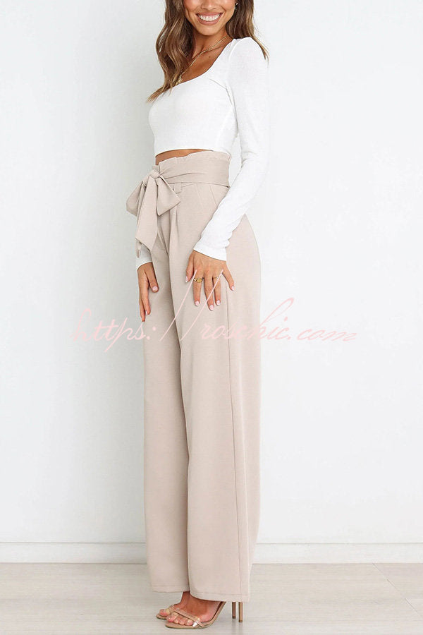 In Vogue Belted Pocketed Wide Leg Pants