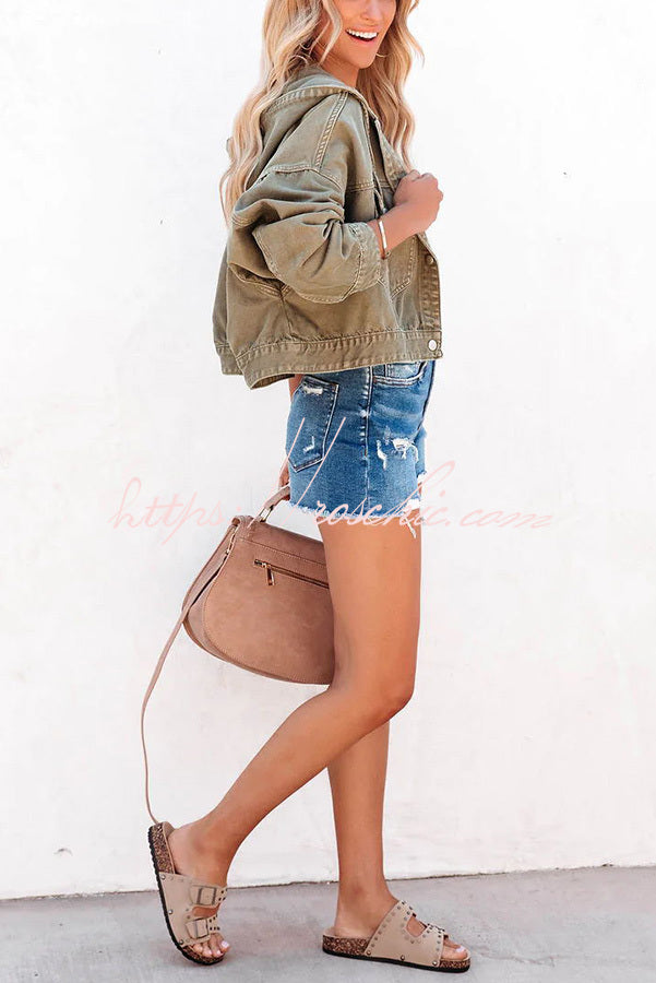 Let's Do This Cotton Blend Pocketed Hooded Jacket