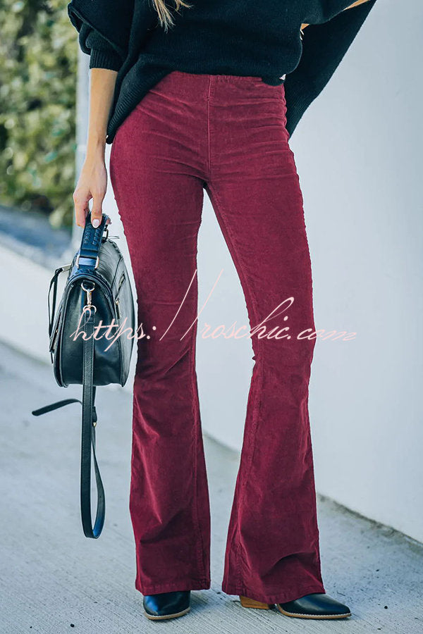 Gwen Elastic Waist Bell Bottom Corduroy Pants