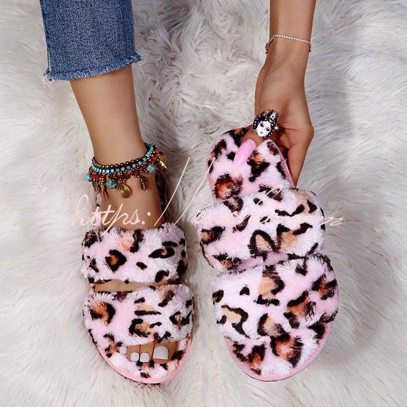 Flat cow suede low-heel open-toed slippers