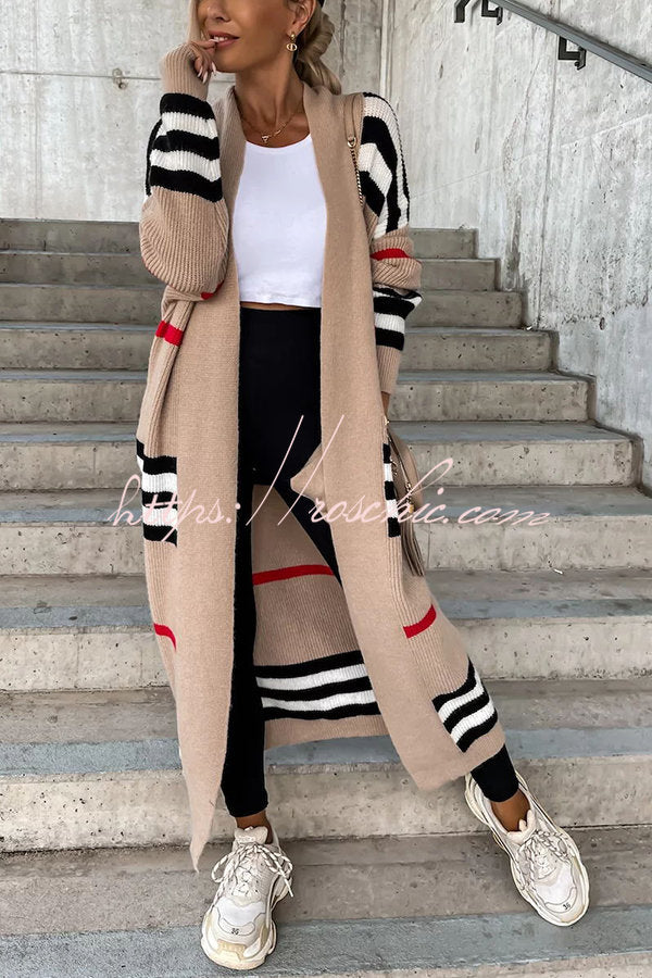 Miracles of Cozy Striped Midi Cardigan